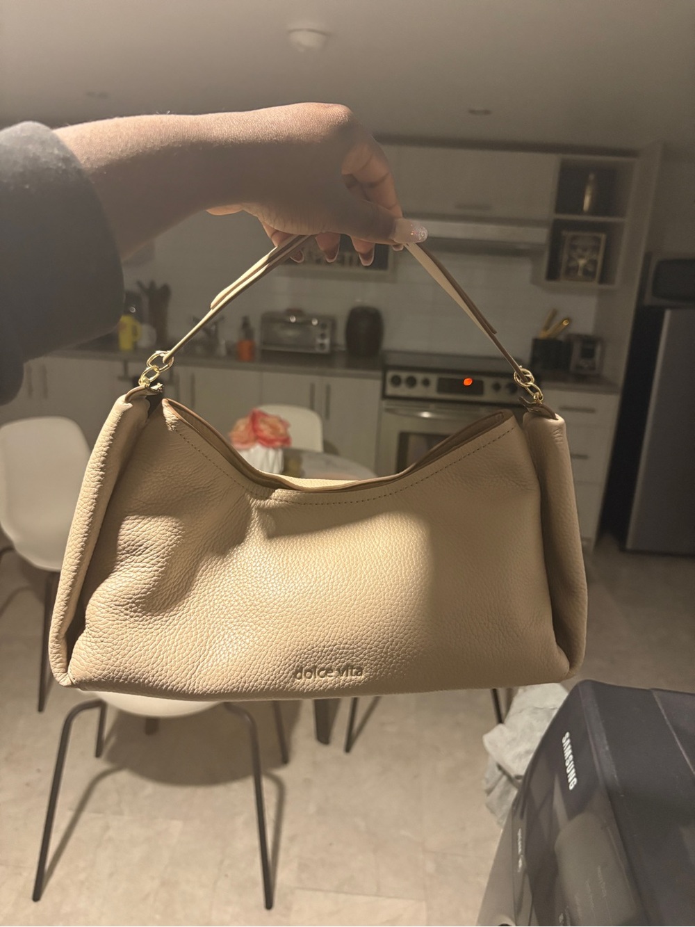 Dolce Vita Beige Taupe Leather Shoulder Bag